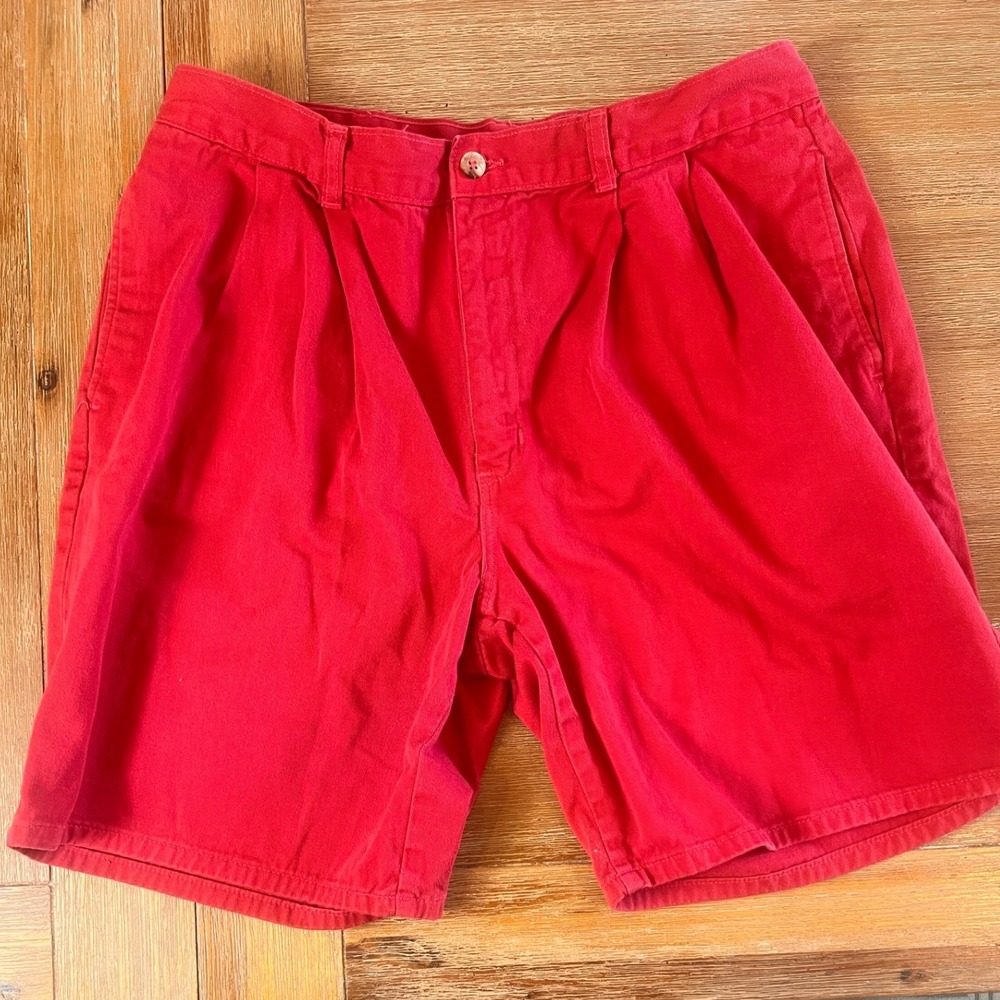 Duck Head Mens Red Pleated Chino Shorts 100% Cotton Size 36 HM1058